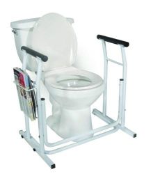 Toilet Guard Rails Attractive powder coated steel * Foam-padded handles * Slip-resistant feet * Magazine holder * 24