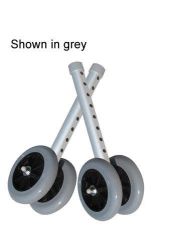 Walker - Accessories Wheel kit only * Silver vein with black wheels * Converts heavy duty walker into wheeled walker * Allows for 8 height adjustments * Dual, rubber wheels allows walker to roll easily and smoothly over irregular surfaces * 500 lb. Weight Capacity *