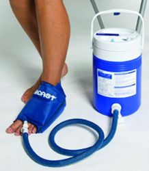 CRYO Systems & Cuffs Ankle Adult Cuff & Cooler * Aircast Cryo/Cuff sytem features simultaneous cold and compression to minimize swelling and pain * The simplicity to use makes it ideal for ER, post-op, training room and home use * Insulated jug holds up to 4 liters of ice and water - enough for 8 hours of therapy * HCPCS code A9270