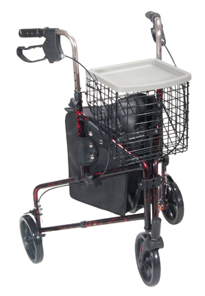 Rollators Comes standard with basket, tray and pouch * Flame red frame * 8