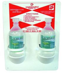Eye Wash Stations & Bottles STATION * With 2 - 16 oz. Filled * Can be mounted anywhere * Each station has instructions for use, dust covers and locator sign * May be used with clean water or eye wash solutions (model 113) *