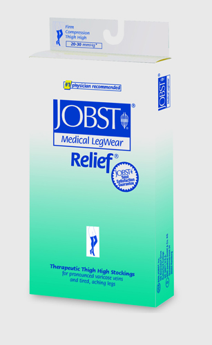 Jobst Relief 20-30 T Thigh High (Closed Toe) With Silcone Band * Beige * 20-30 mmHg * Large * Ankle Circ. 10