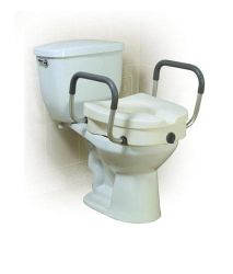 Raised Toilet Seat Tool Free * Arms can be removed or added as needed * Padded arms can be easily removed without tools * Clamping mechanism ensures secure locking onto toilet * Prevents shifting of seat while transferring * Color: White * Limited Lifetime Warranty *