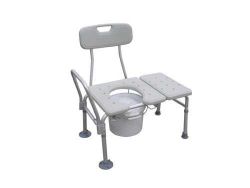Transfer Benches Weight Capacity: 400 bs * Combines a transfer bench and commode into one product * Assembled with tool free removable arms and back * No exposed hardware to injure patient * Extra large, locking suction cups provide added safety * 3 Position Back depth is adjustable from 18