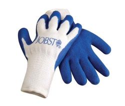 Dressing Aids Size : Medium * These JOBST? donning gloves will help you and your patients/customers put on JOBST? hosiery with minimal effort * Made of 100% cotton, these donning gloves have a special blue latex coating to grip the hosiery and position the fabric exactly where it needs to be * A hang-tag makes for easy display-right near your JOBST? hosiery section *