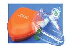 CPR Masks & Accessories * A soft flexible dome that can be easily squeezed around the nose, mouth and chin of the victim
* A standard 15 mm port that can be used with bag-mask resuscitation units or aerosol tubing
* A compact mask valve with quick two-piece assembly
* Features elastic strap
* Latex-Free
* Fully assembled - ready to use
* Features mask with O2 inlet, one way valve, filter, head strap and gloves
* One-way valve and filter prevents backflow of air contaminants from patient to rescuer
