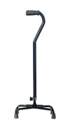 Canes - Quad Black * Small base vinyl grip * 4 point base, combined with offset handle provide additional stability and support * Easy-to-use, one-button height adjustment with locking bolt, allows quick, safe fitting * Height adjustment 29.5
