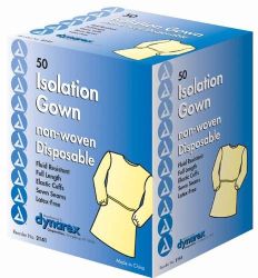 Gowns - Protection POLY-COATED - FLUID PROOF * White with Ties, Cs/50 *Offer economical, comfortable and reliable protection * Fluid resistant * Full length for maximum coverage * Elastic cuffs * Sewn seams provide superior strength * Latex free * Extra length on waist ties allows gown to be easily secured in front * Polyethylene coated barrier gown is impervious to fluids * Latex Free * Shipping Carton Size: 16