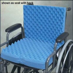 Heel & Elbow Protect Foam Cushion with Back and Blue Polycotton Cover * Good for even distribution of weight * High-density, long-lasting foam allows better circulation of air * Seat: 17