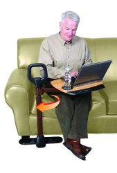 Identification Jewel Ergonomic safety handle-Makes standing and sitting easy and safe * Swivel tray-Multi-Use laptop/TV tray with cup holder and utensil compartment * Adaptable-Adjusts in length and height to fit either side of your favorite couch or chair * Height of tray:26