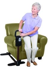 Stand Up Assists Ergonomic safety handle-Makes standing & sitting easy and safe *
Saddle bag pouch-Four pockets keep convenient items close by *
Adaptable-Adjusts in length and height to fit either side of your favorite couch or chair * Works great with a lift chair * Super grip rubber pads-Ensure stability and protect floor from damage * Fits couch feet distance: 21
