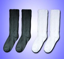 Diabetic Accessories WHITE * Medium - Large (8-10) Pair * Ideal for those who need special foot care * Extra wide to keep swollen feet warm at night and to protect and cover foot cream * 100% cotton/ machine wash/tumble dry * Color: White