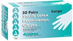 Gloves - Latex Medium/Pairs - 50 Pair/Box * Superior strength * Acute sensitivity * Pre-powdered * Beaded cuff * Pre-cuffed * Individual peel open package with inner wrap provides a sterile field and an aseptic method of donning *