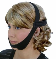 CPAP Accessories Wear this soft, stretchy CPAP Chin Strap to gently hold your jaw up and help keep your mouth closed while you sleep wearing your CPAP mask * Allows your CPAP therapy to work more effectively * Adjustable strap is lined to lay comfortably against your skin * Works with any CPAP mask * Unique style with head strap * Mask not included *