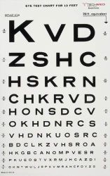 Eye Charts/Illuminat 10 FT. DISTANCE * Snellen * Non-glare black letters * White transluscent plastic chart * Size: 14