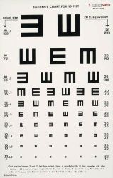 Eye Charts/Illuminat 10 FT. DISTANCE * Illiterate * Non-glare black letters * White transluscent plastic chart * Size: 14