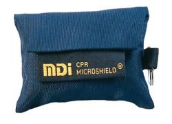 CPR Barrier Masks Navy * A CPR MicroshieldTM with one-way valve on a key chain in a handy nylon case * Latex-free