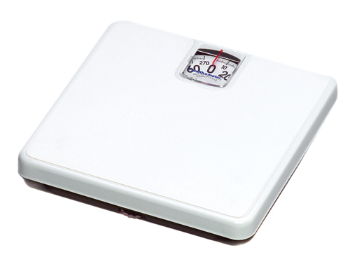 Scales - Bathroom 270 lb Capacity * Easy-to-read dial * Steel base * White * Non-slip mat * 1 year warranty *