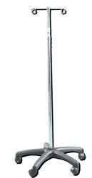 I.V. - Poles 2 Hook * Low profile base prevents tipping * Non-breakable (plastic) composite 5-leg base and 5 swivel ball bearing casters provide easy, smooth maneuvering on all surfaces * Chrome-plated pole provides strength and durability * Limited Lifetime Warranty *Pole telescopes from 45