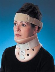 Cervical Collars ACCESSORIES FOR PHILADELPHIA CERVICAL COLLARS * The RED Philadelphia? Halo was designed in 1988 as an attachment to the RED Philadelphia Collar * When applied to the patient, it greatly restricts rotation of the cervical spine * As the patient recovers, the Halo can be removed while allowing the Collar to remain on the patient * May be used in conjunction with the RED Philadelphia Stabilizer attachment * Latex-free, non-toxic and hypoallergenic Plastazote? foam reduces skin irritation * Adjustable bilateral Velcro? hook and loop fasteners ensure proper fit * * VelStretch strap allows for flexibility in cases of restricted blood flow * Posterior rigid plastic reinforcement piece limits movement * Restricts cervical spine flexion, extension and rotation to promote patient recovery * Conformance to the occipital region allows superior stability and comfort * Water-resistant for bathing and aqua-therapy * Easily customized for individual requirements * * No tools required to assemble * X-ray, CT and MRI lucent * * Clean with mild soap and clean water * May be used in conjunction with the RED Philadelphia Stabilizer attachment * * Shipping Carton Size: 9