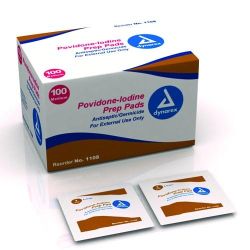 Providone Iodine Pad Bx/100 * For antiseptic skin preparation, veinpunctures, I.V. starts, renal dialysis, pre-op prepping and other minor invasive procedures * Each pad is saturated with a 10% providone-iodine solution *