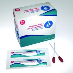 Providone Iodine Pad Swabstick, 1 per packet, 50 Packets / Box * Each Swabstick is saturated with a 7.5% Povidone-Lodine Solution * Helps reduce bacteria that can potentially cause skin infections * Use to clean skin prior to venipuncture, I.V. starts, renal dialysis, pre-op prep, and other minor invasive procedures