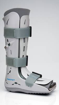 Ankle Braces & Supports Low rocker sole offers enhanced comfort and promotes natural ambulation * Wide foot base provides ample room for dressings * Improved ergonomic design for ease-of-use and increased compliance * Semi-rigid shell and adjustable aircells provide secure support and protection * Stable fracture of foot and/or ankle * Severe ankle sprain * Post-operative use * Fits Men's sizes up to 4 * Fits Women's sizes up to 5 * Height of brace 12?