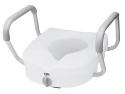 Foam Wedges/ Slants Locking mechanism secures the raised seat to the toilet bowl * Includes padded armrests * Adjustable arms width: 18