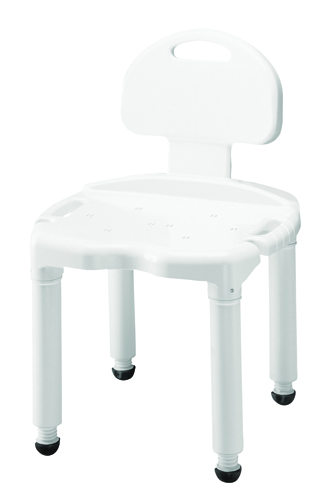 Bath& Shower Chair/Accessories Not In Retail Pkg * With Back * Can easily be assembled with no tools required * Can be unassembled quickly for traveling or communal bathroom situations * Weight capacity: 400 Lbs. * Aesthetically pleasing * No metal parts that will corrode or rust in the high moisture environment of a bathroom * Seat 20