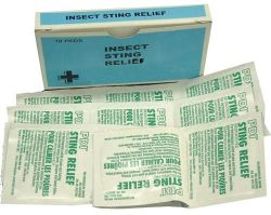 Insect Sting Swabs & Wipes Bx/10 * Convenient wipes gives relief from bee, hornet or wasp bites *