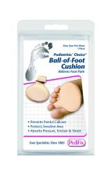 Metarsal Cushions & Pads * Protects forefoot, helps relieve and prevent pain and calluses
* Absorbs shock and reduces friction
* Soft, double-layer foam pad stays securely in place with a comfortable toe loop
* Hand-sewn nylon cover for extra durability
* Great for thin-soled footwear
* One size fits most