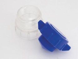 Eating Aids Wing grips allow for easy crushing of hard to swallow pills * Storage area under cap * Translucent clear bottom with opaque blue lid * 2 3/4