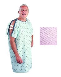 Reusable Patient Exam Gowns Pink Rosebud * Feature of snap closures on shoulders and sleeves which allows for easy accessibility when nursing care is needed * Easy care 50/50 poly/cotton fabric * One gown per package * One size fits all *