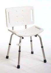 Bath& Shower Chair/Accessories Sturdy, lightweight anodized aluminum frame resists rusting * Legs adjust in 1